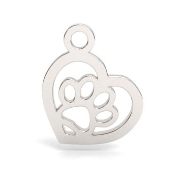 Zawieszka małe serce z psią łapą, srebro 925 BL 915 - 0,4 mm