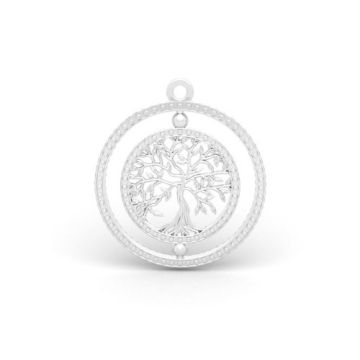 Zawieszka ozdobna ruchoma - okrągła rozeta z drzewem, srebro 925 S-CHARM 791 Zawieszka ozdobna ruchoma - okrągła rozeta z drzewem, srebro 925 S-CHARM 791