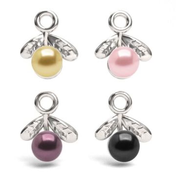 Zawieszka z liśćmi i perłą Preciosa 4 mm, srebro 925 S-CHARM 710 Zawieszka z liśćmi i perłą Preciosa 4 mm, srebro 925 S-CHARM 710