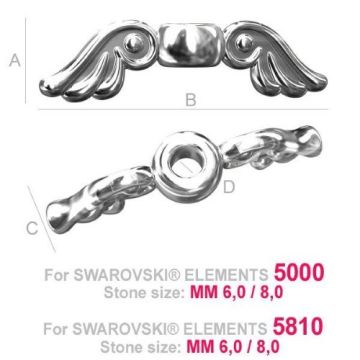 Przekładka Skrzydełka,  srebro próba 925 ODL-00038 Przekładka Skrzydełka,  srebro próba 925 ODL-00038