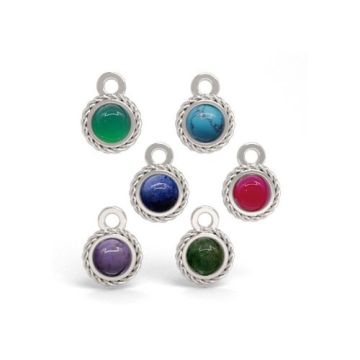 Zawieszka ozdobna - okrągła z kamieniem naturalnym 4 mm - różne rodzaje, srebro 925 S-CHARM 778 Zawieszka ozdobna - okrągła z kamieniem naturalnym 4 mm - różne rodzaje, srebro 925 S-CHARM 778