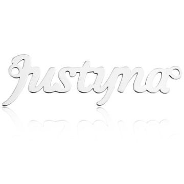 Zawieszka / Łącznik Imię Justyna, srebro 925 BL JUSTYNA - 0,4 mm Zawieszka / Łącznik Imię Justyna, srebro 925 BL JUSTYNA - 0,4 mm