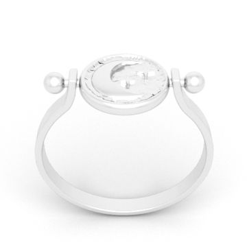 Pierścionek ozdobny - obrotowy ze słońcem i księżycem, srebro próby 925, R01 r.12 Pierścionek ozdobny - obrotowy ze słońcem i księżycem, srebro próby 925, R01 r.12