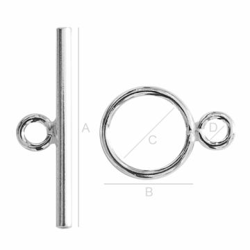 Zapięcie typu toggle, lekkie, srebro próba 925 ZAM 16 Zapięcie typu toggle, lekkie, srebro próba 925 ZAM 16