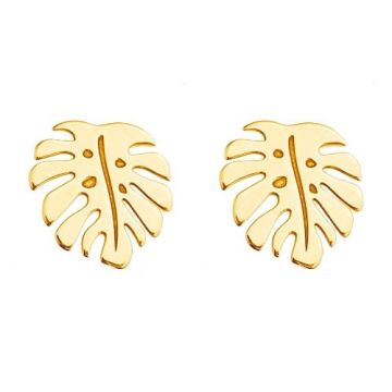 Sztyfty / kolczyki Liść Monstera, złoto próba 585 Sztyfty / kolczyki Liść Monstera, złoto próba 585