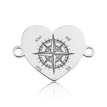 Łącznik Serce Róża Wiatrów, srebro 925 BL 704 - 0,4 mm Łącznik Serce Róża Wiatrów, srebro 925 BL 704 - 0,4 mm