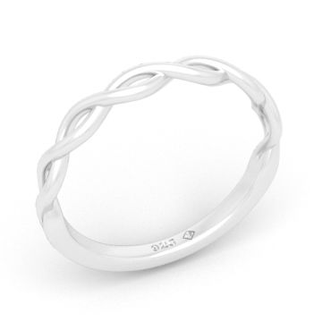 Pierścionek ozdobny z wzorem warkocza, srebro próby 925, PB-0009 r.12 Pierścionek ozdobny z wzorem warkocza, srebro próby 925, PB-0009 r.12