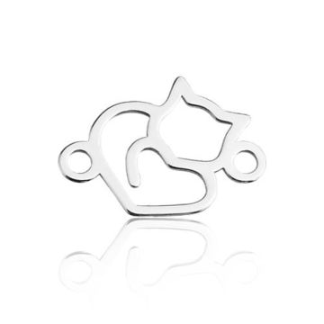 Łącznik Kot w serduszku, srebro 925 BL 654 - 0,4 mm Łącznik Kot w serduszku, srebro 925 BL 654 - 0,4 mm