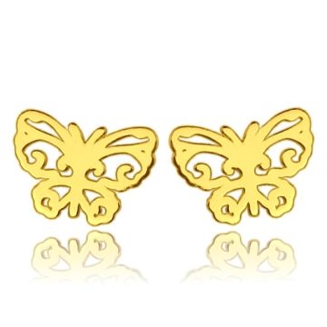Sztyfty Ażurowe motyle, złoto próba 585 Sztyfty Ażurowe motyle, złoto próba 585