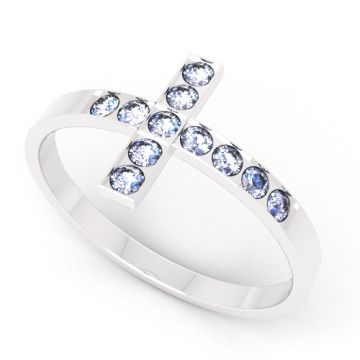 Ozdobny pierścionek z krzyżem i kryształkami Preciosa, srebro 925, PB-0019 r.18 Ozdobny pierścionek z krzyżem i kryształkami Preciosa, srebro 925, PB-0019 r.18