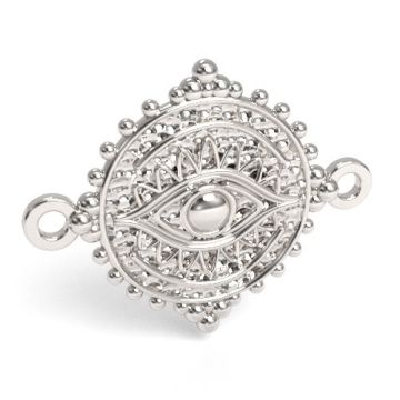 Łącznik srebrny, moneta z okiem, talizman, srebro 925 S-CHARM 668 Łącznik srebrny, moneta z okiem, talizman, srebro 925 S-CHARM 668