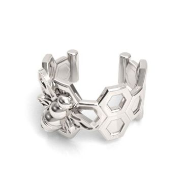 Nausznica ozdobna - Plaster miodu z pszczołą, srebro 925 NA 13 Nausznica ozdobna - Plaster miodu z pszczołą, srebro 925 NA 13