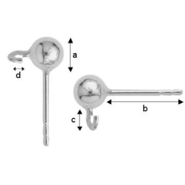 Kulka 4 mm ze sztyftem do kolczyków próba 925 STP 4,0 Kulka 4 mm ze sztyftem do kolczyków próba 925 STP 4,0