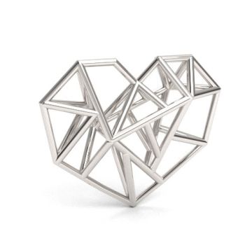 Duże przestrzenne serce origami / geometryczne, srebro 925 S-CHARM 757 Duże przestrzenne serce origami / geometryczne, srebro 925 S-CHARM 757