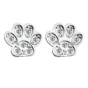 Sztyfty / kolczyki Łapka psa z kamieniami, srebro 925 SZ 111 Sztyfty / kolczyki Łapka psa z kamieniami, srebro 925 SZ 111