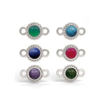 Łącznik ozdobny - okrągły z kamieniem naturalnym 4 mm - różne rodzaje, srebro 925 S-CHARM 779 Łącznik ozdobny - okrągły z kamieniem naturalnym 4 mm - różne rodzaje, srebro 925 S-CHARM 779