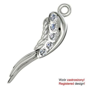 Charms skrzydło z kamieniami, srebro 925 H-77 Charms skrzydło z kamieniami, srebro 925 H-77