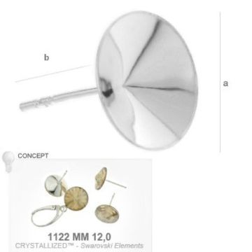 Baza kolczyków rivoli 12 mm srebro próba 925 OKSV 7 Baza kolczyków rivoli 12 mm srebro próba 925 OKSV 7