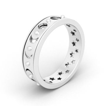 Pierścionek ozdobny - obrotowy z fazami księżyca i gwiazdami, srebro próby 925, R03 Pierścionek ozdobny - obrotowy z fazami księżyca i gwiazdami, srebro próby 925, R03