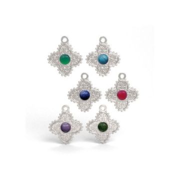 Zawieszka Koniczyna / kwiatek z kamieniem naturalnym 4 mm - różne rodzaje, srebro 925 S-CHARM 775 Zawieszka Koniczyna / kwiatek z kamieniem naturalnym 4 mm - różne rodzaje, srebro 925 S-CHARM 775