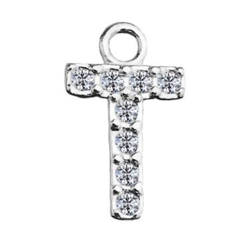 Zawieszka Litera T z kamieniami, srebro 925 S-CHARM T Zawieszka Litera T z kamieniami, srebro 925 S-CHARM T