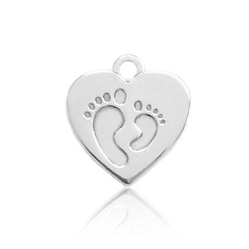 Zawieszka serce z grawerowanymi stópkami, srebro 925 BL 985 - 0,8 mm Zawieszka serce z grawerowanymi stópkami, srebro 925 BL 985 - 0,8 mm