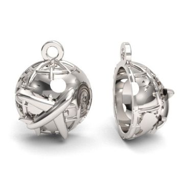 Zawieszka ozdobna, globus z samolotem, srebro 925 S-CHARM 737 Zawieszka ozdobna, globus z samolotem, srebro 925 S-CHARM 737