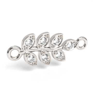 Łącznik Listek z kamieniami, srebro 925 S-CHARM 650 Łącznik Listek z kamieniami, srebro 925 S-CHARM 650