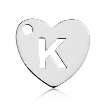 Zawieszka SERCE Z LITERĄ K, srebro 925 BL HEART K - 0,8 mm Zawieszka SERCE Z LITERĄ K, srebro 925 BL HEART K - 0,8 mm