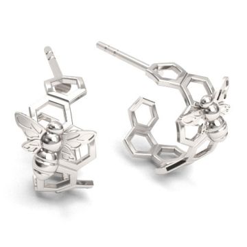 Baza do kolczyków - plastry miodu z pszczołą, srebro 925 EX 17 Baza do kolczyków - plastry miodu z pszczołą, srebro 925 EX 17