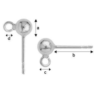 Kulka 4 mm ze sztyftem do kolczyków próba 925 STW 4,0 Kulka 4 mm ze sztyftem do kolczyków próba 925 STW 4,0