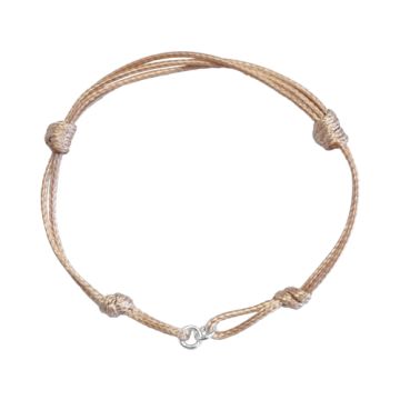 Baza do bransoletki sznurkowa ciemny beż - z ogniwami, srebro 925 13-21 CM Baza do bransoletki sznurkowa ciemny beż - z ogniwami, srebro 925 13-21 CM