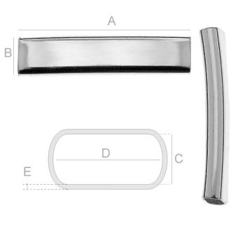 Rurka do pasków 7,5 x 35,0 mm,  srebro 925 Rurka do pasków 7,5 x 35,0 mm,  srebro 925