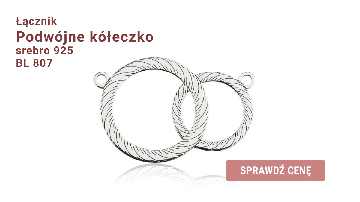 Łącznik podwójne kółeczko, srebro 925, symbol karma