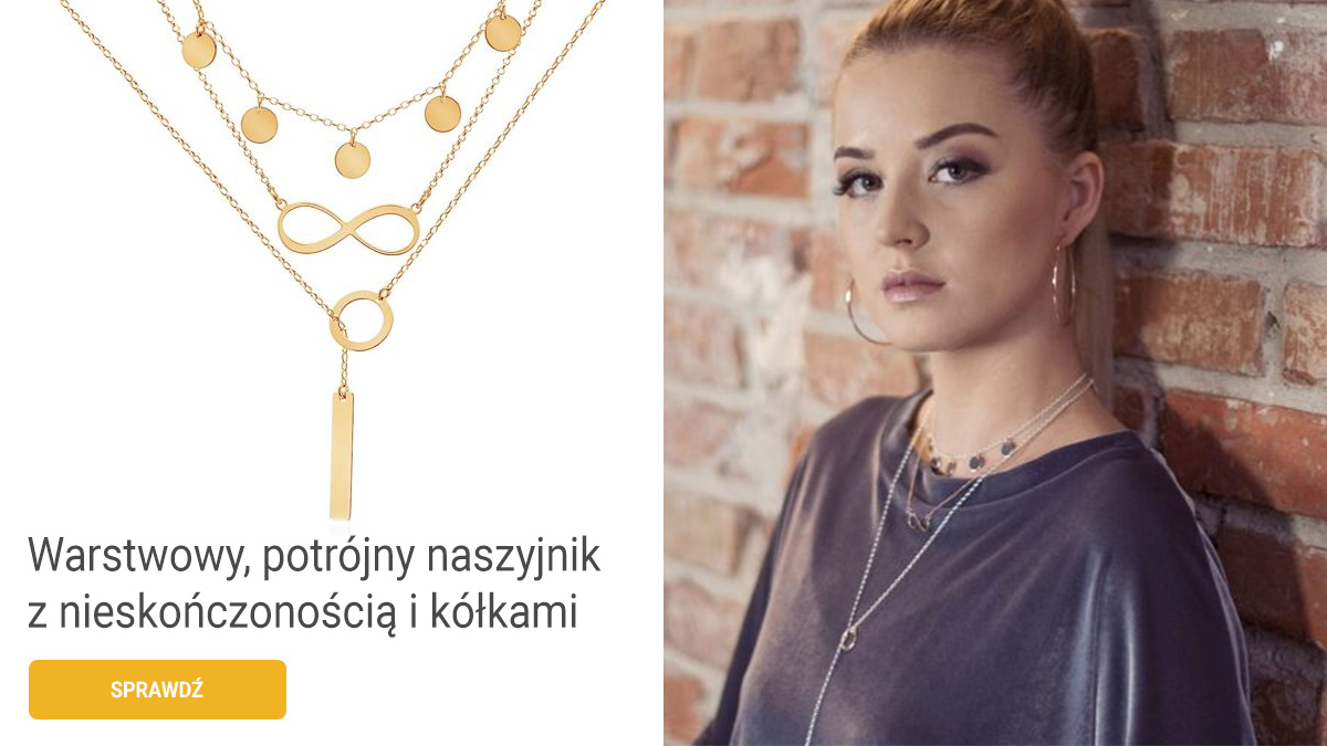 Warstwowy, potrójny naszyjnik z nieskończonością i kółkami, srebro próby 925, PP-0294